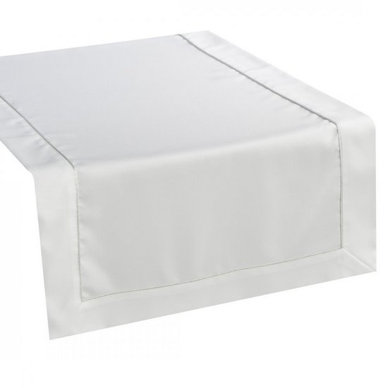 KARIN BIAŁY OBRUS Z DEKORACYJNĄ LISTWĄ I SREBRNĄ LAMÓWKĄ 70x150 cm EUROFIRANY KARIN BIAŁY OBRUS Z DEKORACYJNĄ LISTWĄ I SREBRNĄ LAMÓWKĄ 70x150 cm EUROFIRANY - 70 x 150 cm
