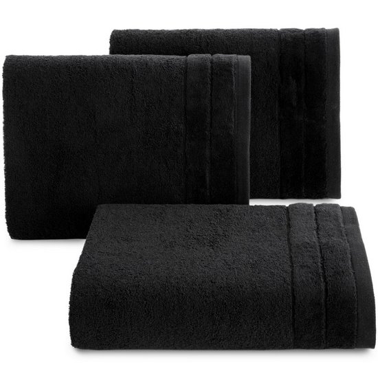 Ręcznik kąpielowy Damla z welwetową bordiurą Eurofirany - 50 x 90 cm - czarny