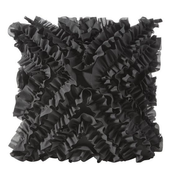 Poszewka dekoracyjna  MIRENA czarna z falbanami  Eurofirany - 45 x 45 cm - czarny