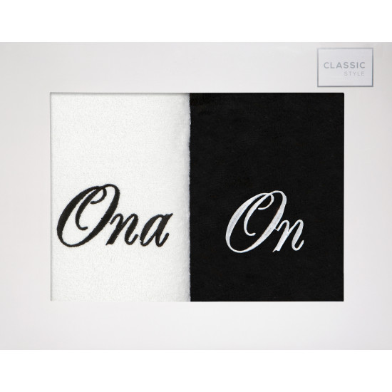 Komplet ręczników z haftem ONA I ON Eurofirany - 47 x 37 x 7 cm - biały