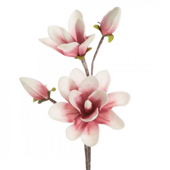 Magnolia gałązka dekoracyjna białoróżowe sztuczne kwiaty z pianki 59 cm Eurofirany - ∅ 17 x 59 cm - biały