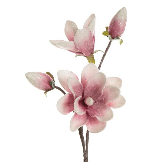 Magnolia gałązka dekoracyjna różowe sztuczne kwiaty z pianki 59 cm Eurofirany - ∅ 17 x 59 cm - różowy