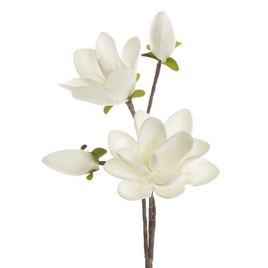 Magnolia gałązka dekoracyjna białe sztuczne kwiaty z pianki 59 cm Eurofirany - ∅ 17 x 59 cm - biały