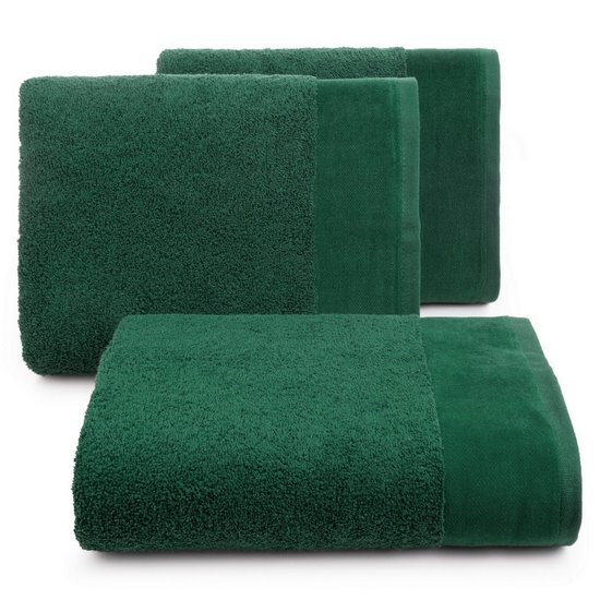Ręcznik kąpielowy JULITA z szenilową bordiurą Mój wybór - Eva Minge Eurofirany - 50 x 90 cm - butelkowy zielony