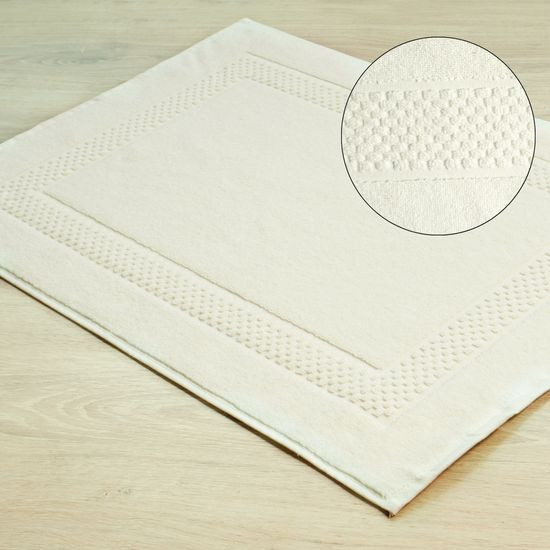 Caleb miękki dywanik łazienkowy z bawełny z ozdobnym wzorem Eurofirany - 60 x 90 cm - kremowy