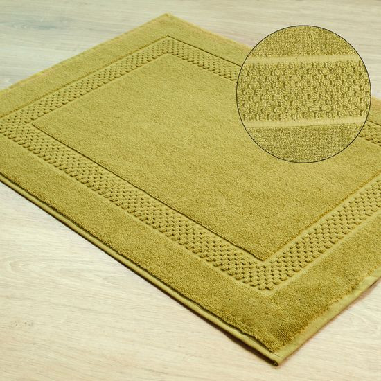 Caleb miękki dywanik łazienkowy z bawełny z ozdobnym wzorem Eurofirany - 50 x 70 cm - oliwkowy