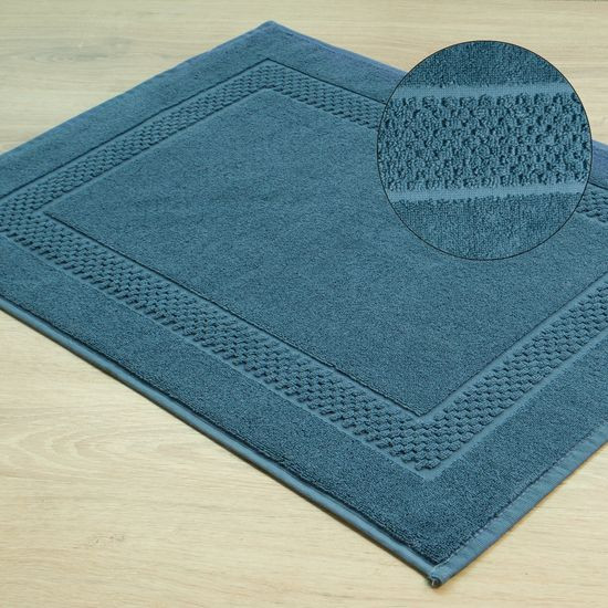 Caleb miękki dywanik łazienkowy z bawełny z ozdobnym wzorem Eurofirany - 60 x 90 cm - niebieski