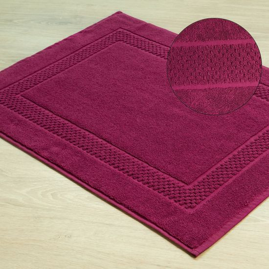Caleb miękki dywanik łazienkowy z bawełny z ozdobnym wzorem Eurofirany - 50 x 70 cm - amarantowy