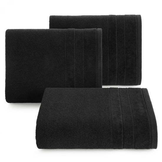 LINEA ręcznik kąpielowy z welwetową bordiurą Eurofirany - 50 x 90 cm - czarny
