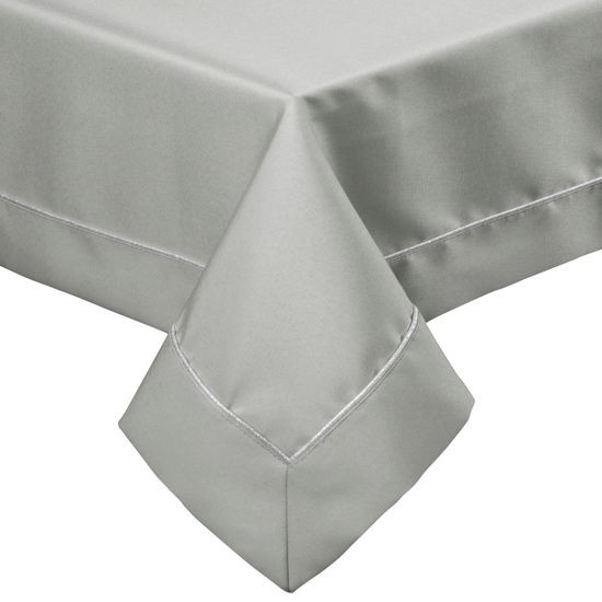 Obrus srebrny Madele elegancki z subtelną lamówką Eurofirany - 140 x 220 cm - popielaty