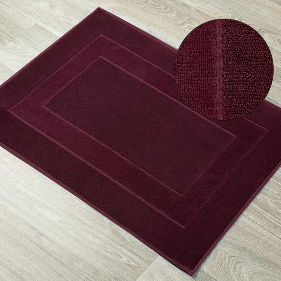 Lucy bordowy dywan łazienkowy frotte z welurową bordiurą 60x90 cm Eurofirany - 60 x 90 cm - bordowy