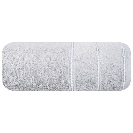 Ręcznik bawełniany srebrny MARI z bordiurą z welwetu 30x50 cm Eurofirany o gramaturze 500 g/m2 - 30 x 50 cm - srebrny