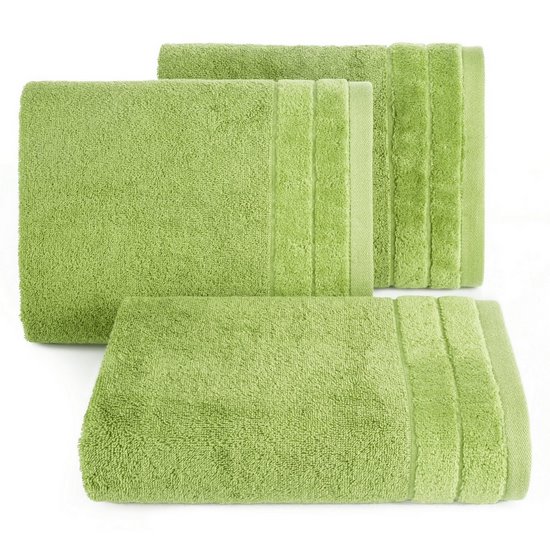 Ręcznik kąpielowy Damla z welwetową bordiurą oliwkowy 30x50 cm Eurofirany - 30 x 50 cm - oliwkowy