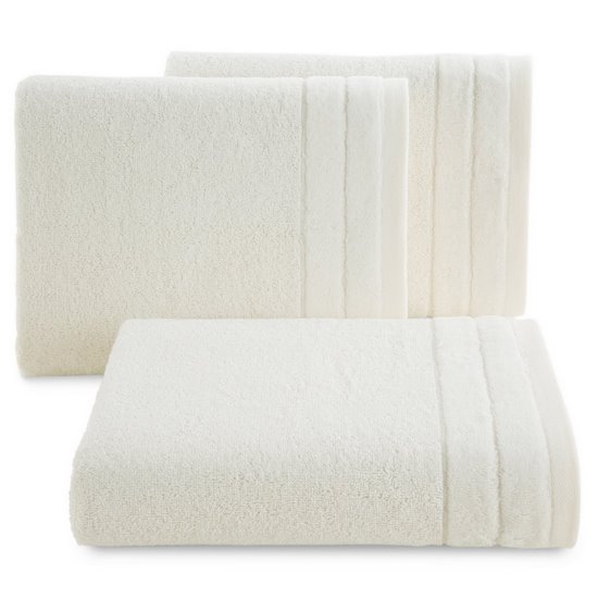 Ręcznik kąpielowy Damla z welwetową bordiurą kremowy 30x50 cm Eurofirany - 30 x 50 cm - kremowy