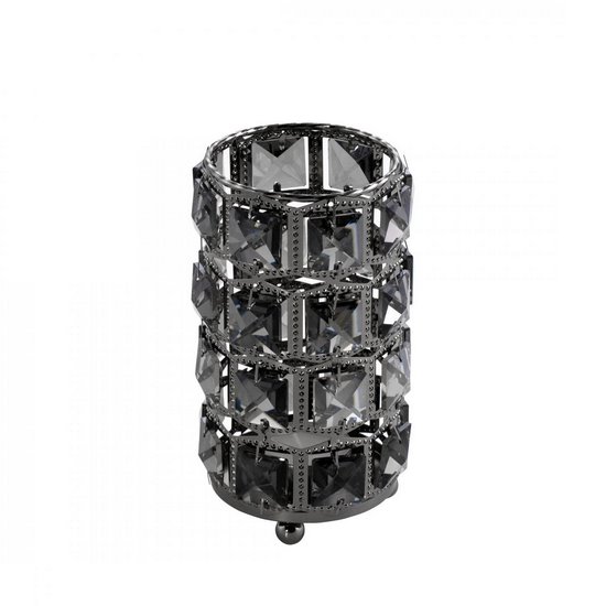 Świecznik dekoracyjny HANA 3 czarny z kryształkami Eurofirany - ∅ 10 x 16 cm - czarny