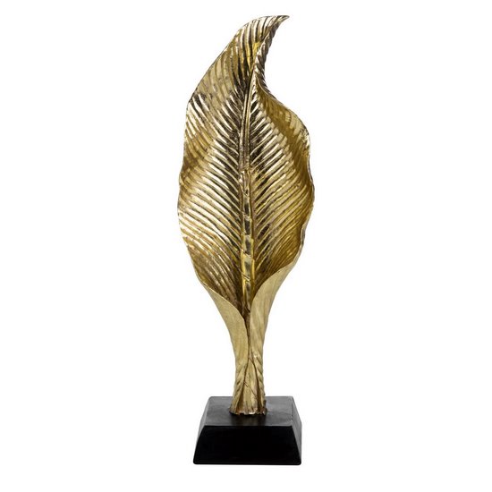Figurka dekoracyjna ELIOT złocista w kształcie liścia bananowca Eurofirany - 14 x 10 x 45 cm - złoty