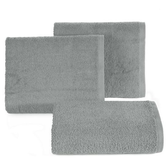 Gładki ręcznik kąpielowy z bawełny Eurofirany - 50 x 100 cm - stalowy