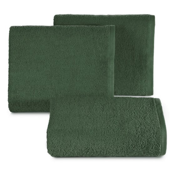 Gładki ręcznik kąpielowy z bawełny Eurofirany - 50 x 100 cm - butelkowy zielony