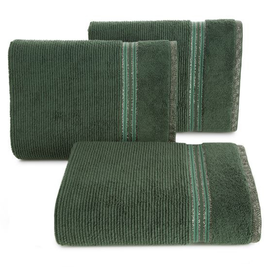 FILON ręcznik kąpielowy z błyszczącą bordiurą Eva Minge Eurofirany - 50 x 90 cm - butelkowy zielony