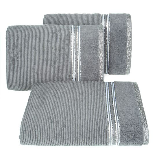 FILON ręcznik do rąk z błyszczącą bordiurą Eva Minge Eurofirany - 30 x 50 cm - srebrny