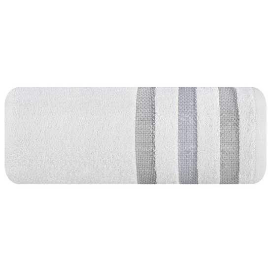 GRACJA ręcznik bawełniany z bordiurą w pasy Eurofirany - 30 x 50 cm - biały