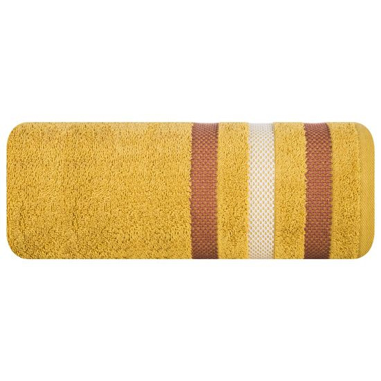GRACJA ręcznik bawełniany z bordiurą w pasy Eurofirany - 30 x 50 cm - musztardowy