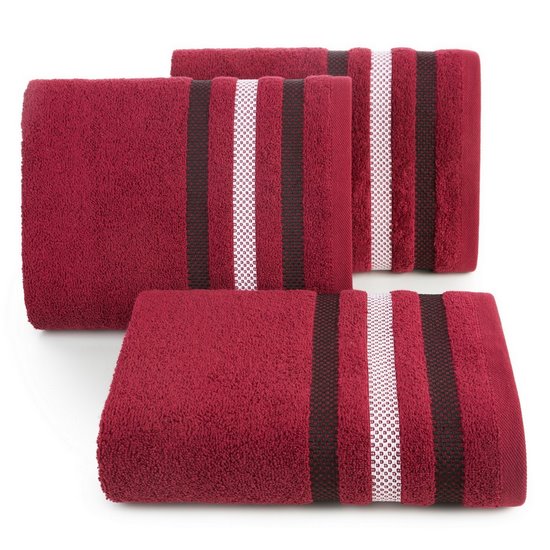 GRACJA ręcznik bawełniany z bordiurą w pasy Eurofirany - 30 x 50 cm - czerwony