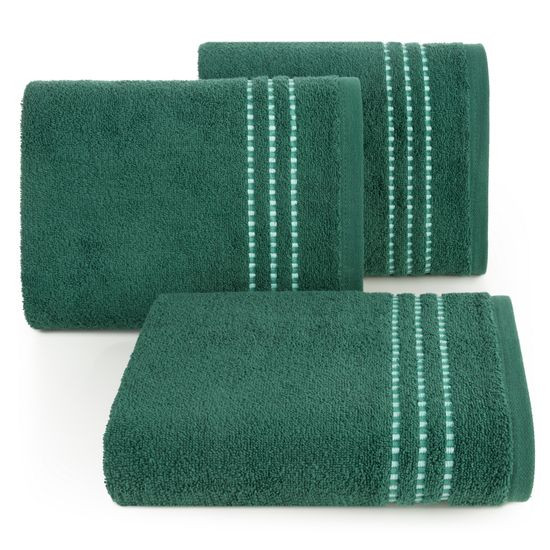 Ręcznik kąpielowy FIORE zielony z ozdobnym stebnowaniem na bordiurze Eurofirany - 70 x 140 cm - zielony