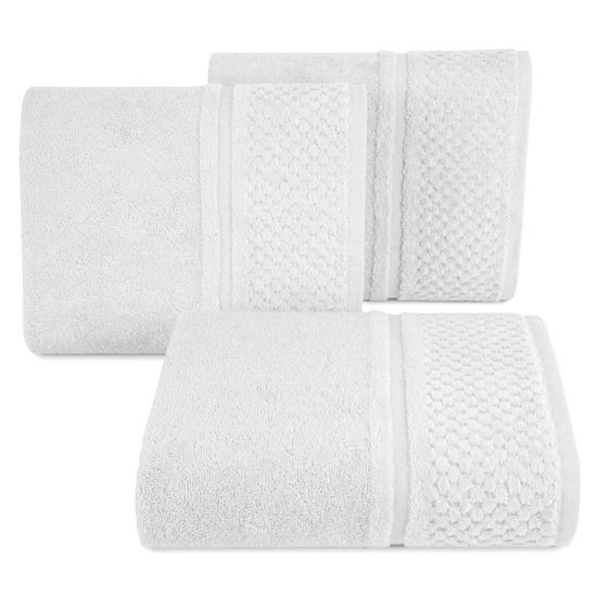 Ręczniki IBIZA z bawełny z efektowną bordiurą Eurofirany - 70 x 140 cm - biały