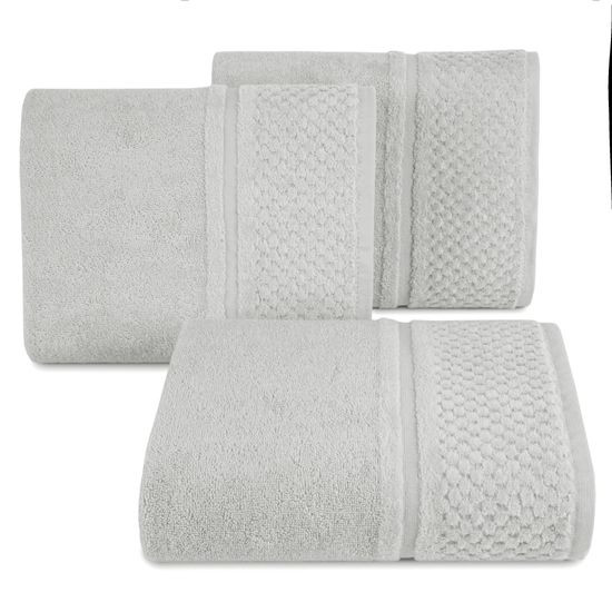Ręczniki IBIZA z bawełny z efektowną bordiurą Eurofirany - 50 x 90 cm - stalowy