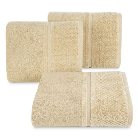Ręczniki IBIZA z bawełny z efektowną bordiurą Eurofirany - 30 x 50 cm - beżowy