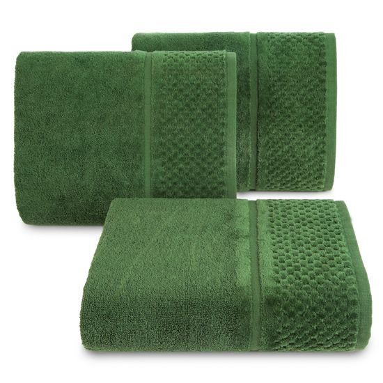 Ręczniki IBIZA z bawełny z efektowną bordiurą Eurofirany - 30 x 50 cm - butelkowy zielony
