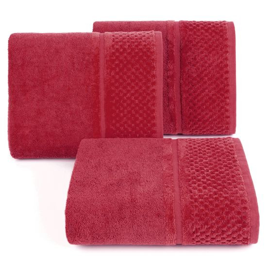 Ręczniki IBIZA z bawełny z efektowną bordiurą Eurofirany - 70 x 140 cm - czerwony