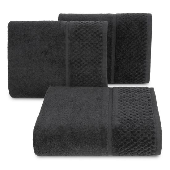 Ręczniki IBIZA z bawełny z efektowną bordiurą Eurofirany - 30 x 50 cm - czarny