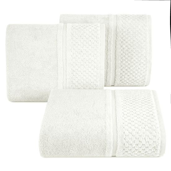 Ręczniki IBIZA z bawełny z efektowną bordiurą Eurofirany - 30 x 50 cm - kremowy