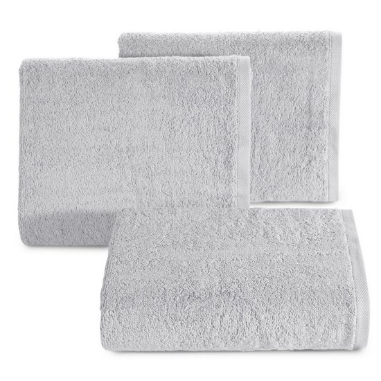 Gładki ręcznik kąpielowy z bawełny Eurofirany - 50 x 90 cm - srebrny