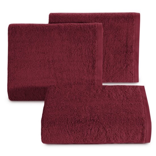 Gładki ręcznik kąpielowy z bawełny Eurofirany - 50 x 90 cm - bordowy