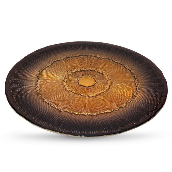 Patera dekoracyjna BONITA brązowo z efektem cieniowana szklana Eurofirany - ∅ 33 x 3 cm - brązowy