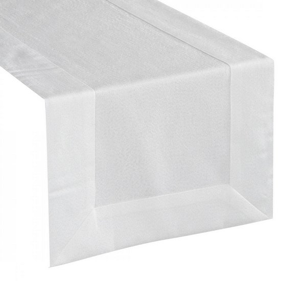 Bieżnik biały z połyskującej tkaniny Diva Line Eurofirany - 40 x 200 cm - biały