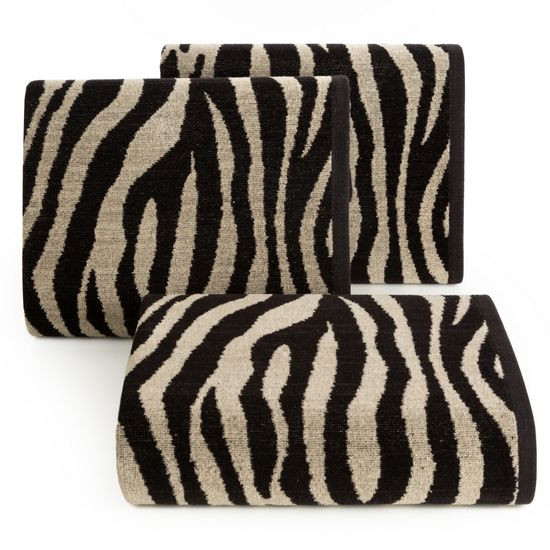 ZEBRA CZARNO - BEŻOWY RĘCZNIK KĄPIELOWY ZE WZOREM PASKÓW 50x90 cm EUROFIRANY ZEBRA CZARNO - BEŻOWY RĘCZNIK KĄPIELOWY ZE WZOREM PASKÓW 50x90 cm EUROFIRANY - 50 x 90 cm