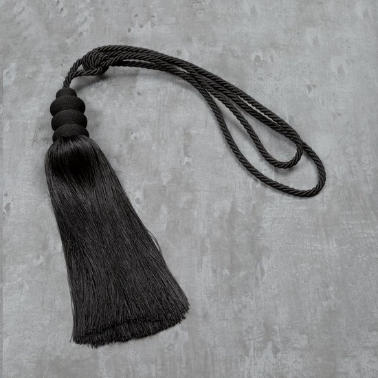 Dekoracyjny sznur do upięć z chwostem DAGA czarny Eurofirany - 81 cm - czarny
