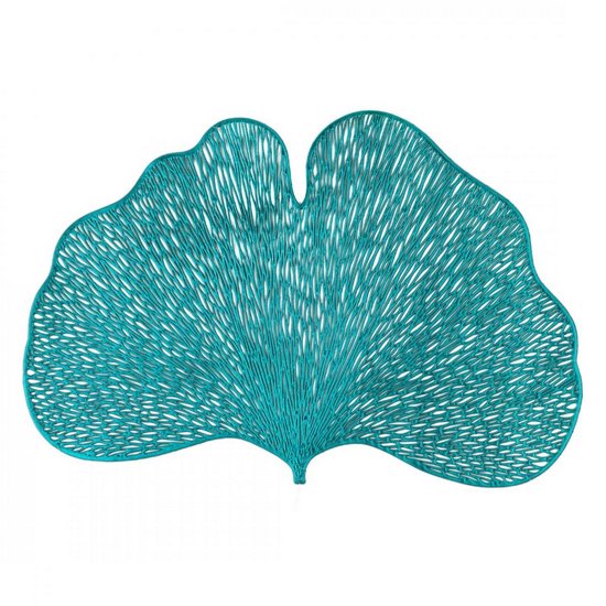 Podkładka na stół turkusowa GINKO w kształcie liścia miłorzębu Eurofirany - 30 x 45 cm - turkusowy