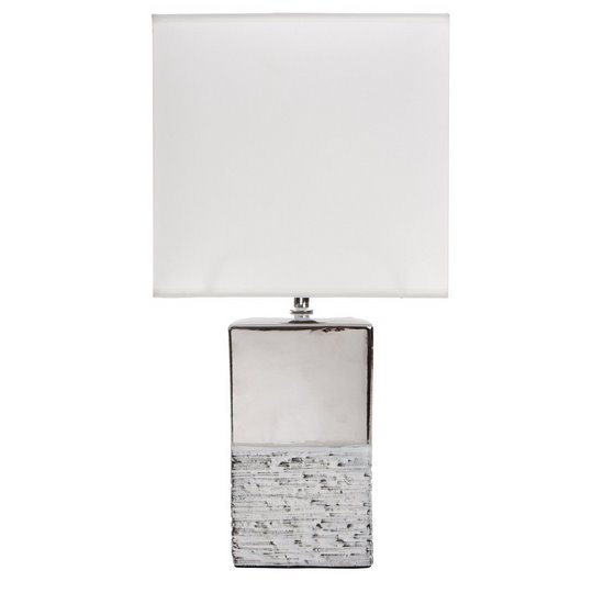 Lampa BRENDA biała ze srebrnym akcentem na podstawie Eurofirany - 25 x 18 x 50 cm - biały