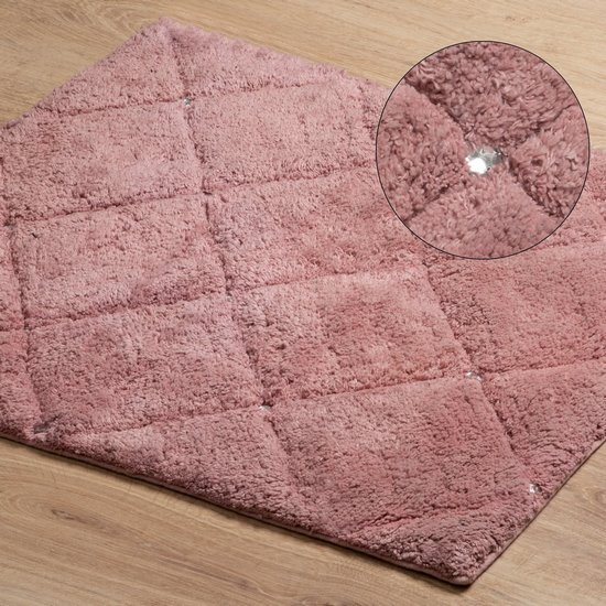 Chic 2 ciemny różowy bawełniany dywanik łazienkowy z kryształkami 60x90 cm Eurofirany - 60 x 90 cm - ciemnoróżowy