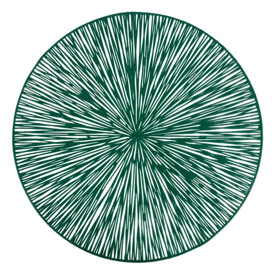 Podkładka stołowa ciemna zielona AGATHA okrągła z ażurowym wzorem 38 cm Eurofirany - ∅ 38 cm - ciemnozielony