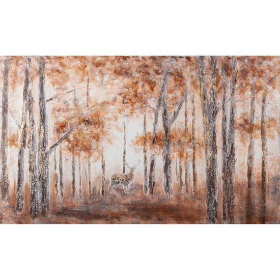 Obraz  BACKWOODS brązowy ręcznie malowany na płótnie jesienny pejzaż Eurofirany - 100 x 60 cm - brązowy