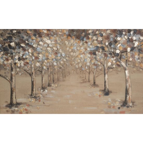 Obraz ALLEY beżowy ręcznie malowany na płótnie pejzaż jesienny Eurofirany - 100 x 60 cm - beżowy