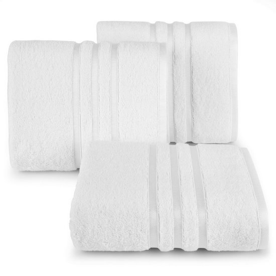 Ręcznik łazienkowy MADI z lśniącymi paskami na bordiurze Eurofirany - 30 x 50 cm - biały