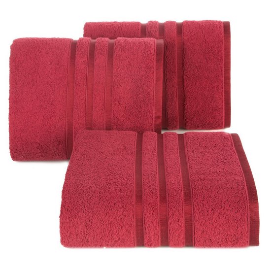 Ręcznik łazienkowy MADI z lśniącymi paskami na bordiurze Eurofirany - 30 x 50 cm - czerwony