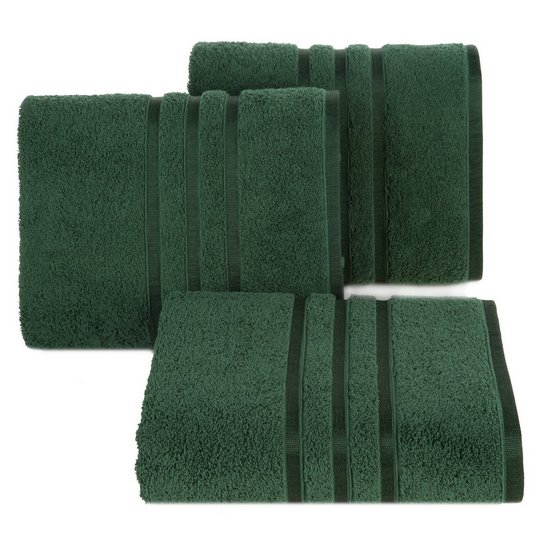 Ręcznik łazienkowy MADI z lśniącymi paskami na bordiurze Eurofirany - 30 x 50 cm - butelkowy zielony